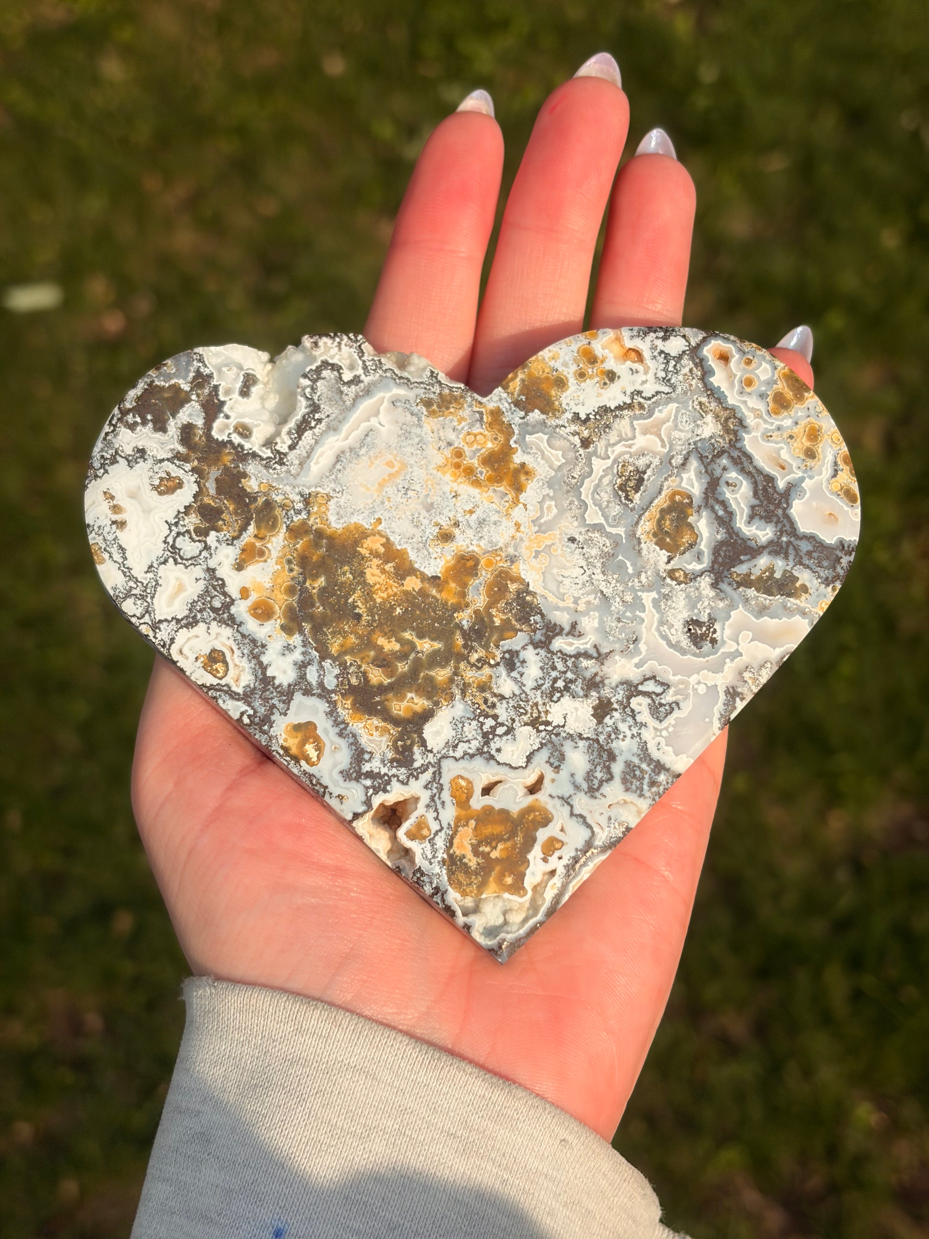 Ocean Jasper Hearts w/ Stand