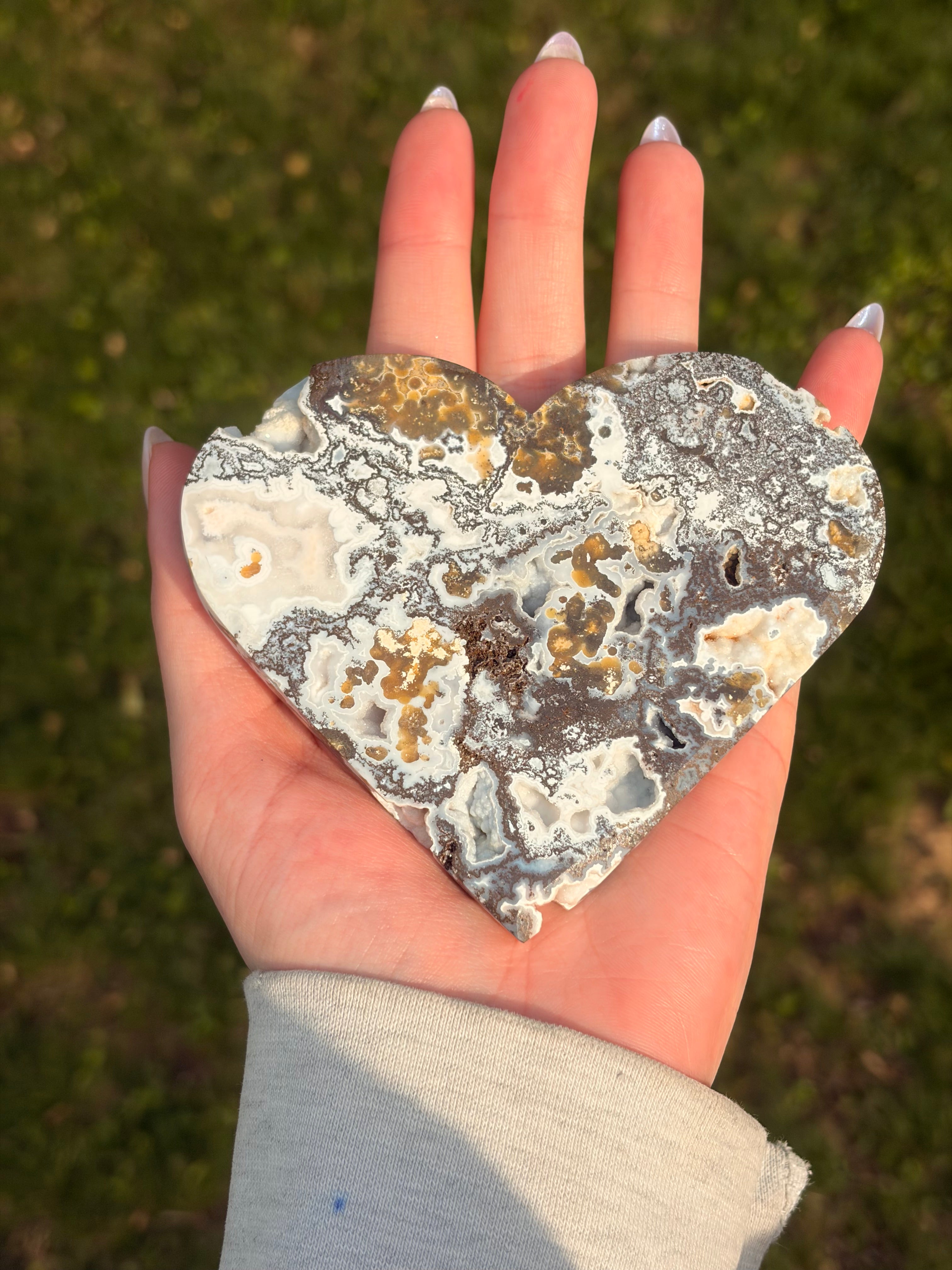 Ocean Jasper Hearts w/ Stand