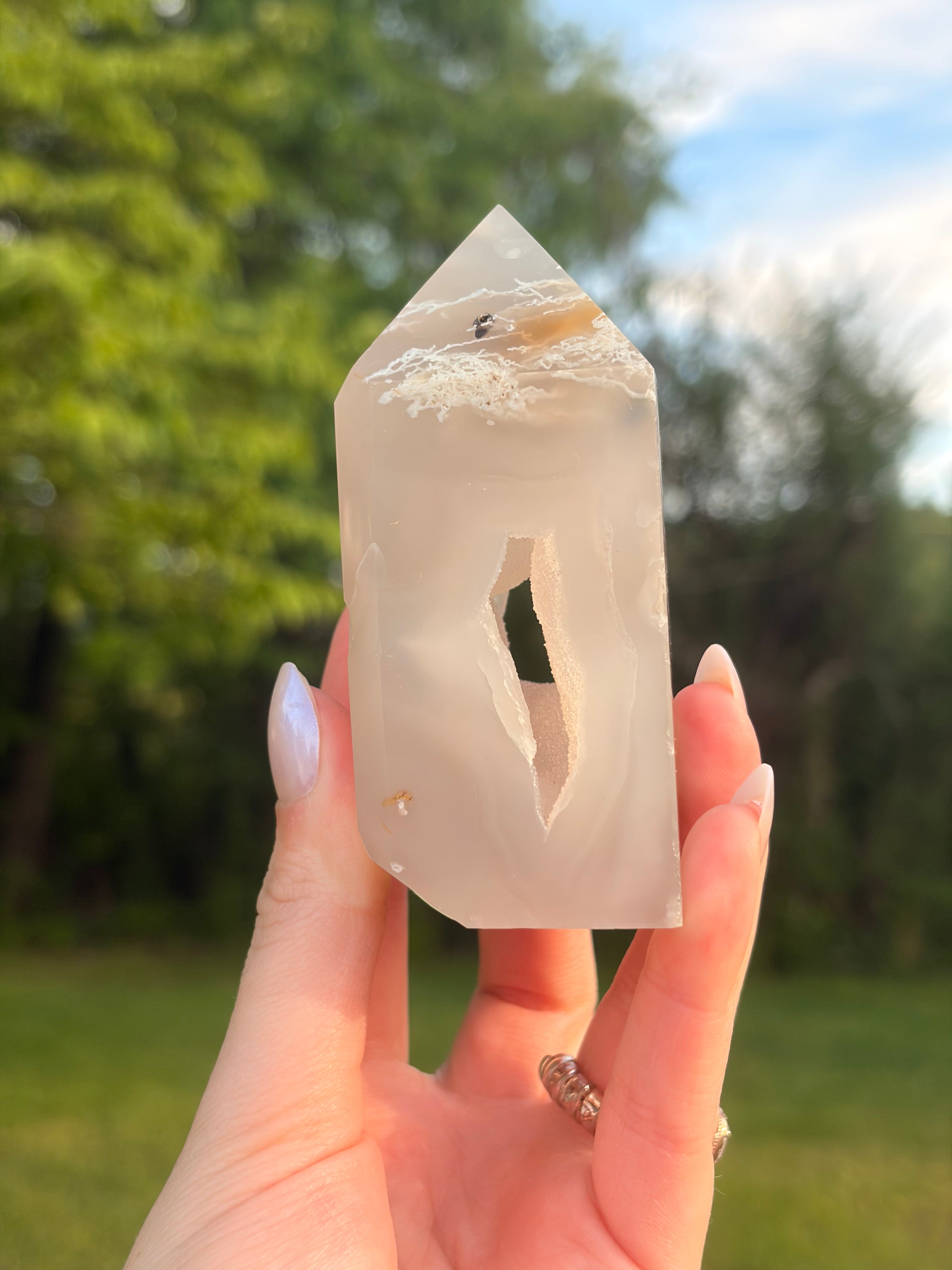 Natural Druzy Agate Towers