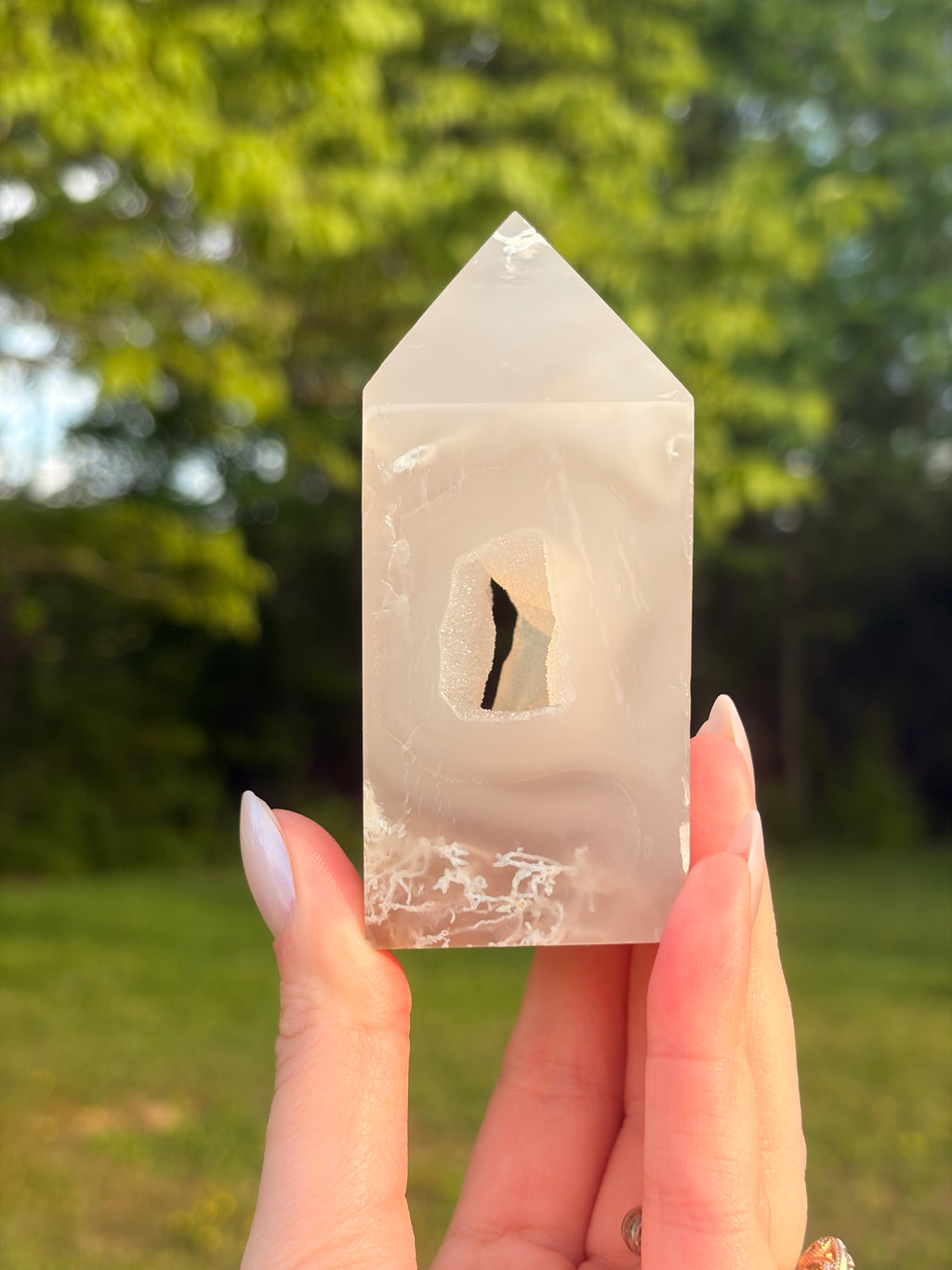 Natural Druzy Agate Towers
