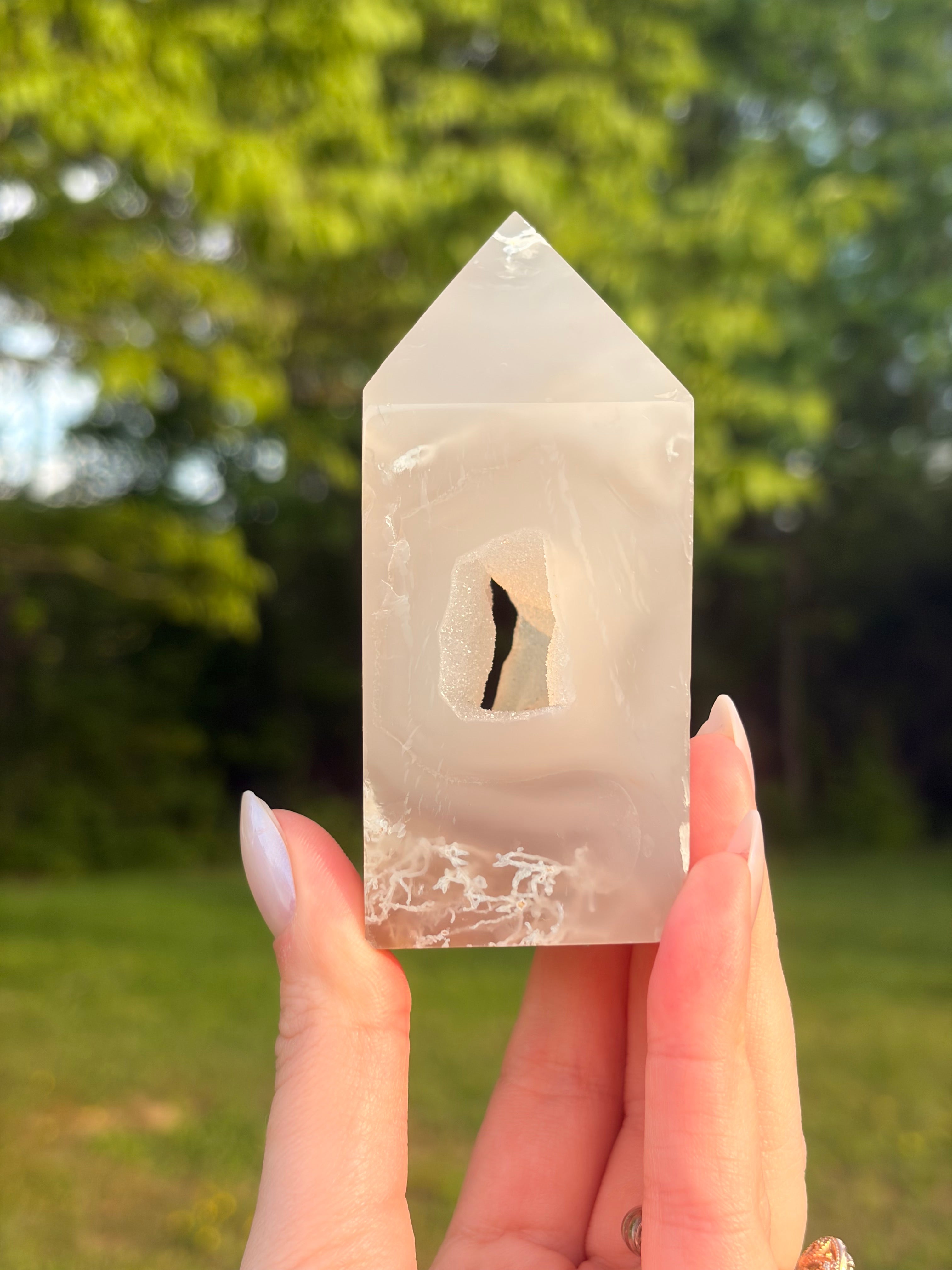 Natural Druzy Agate Towers