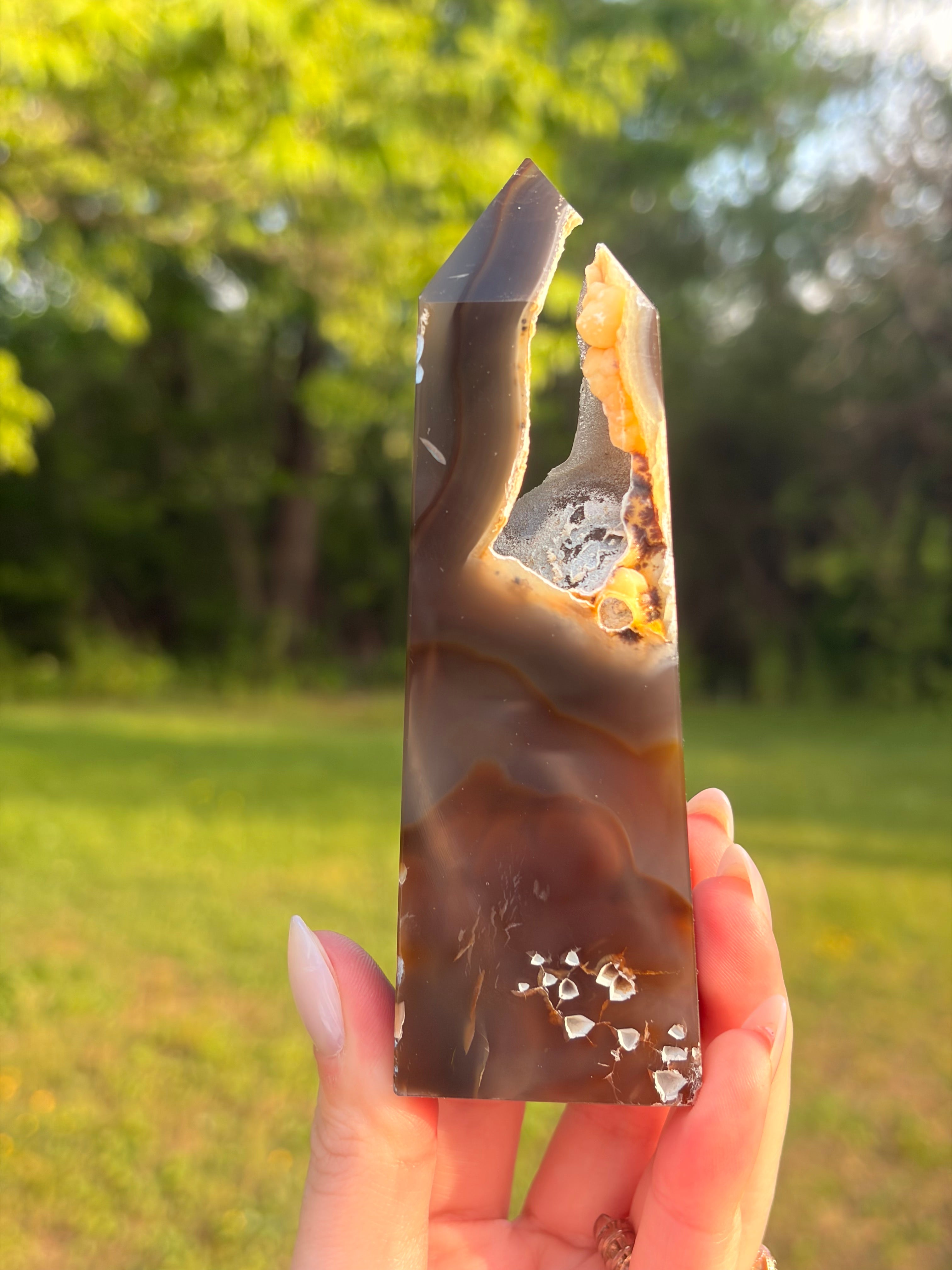 Natural Druzy Agate Towers