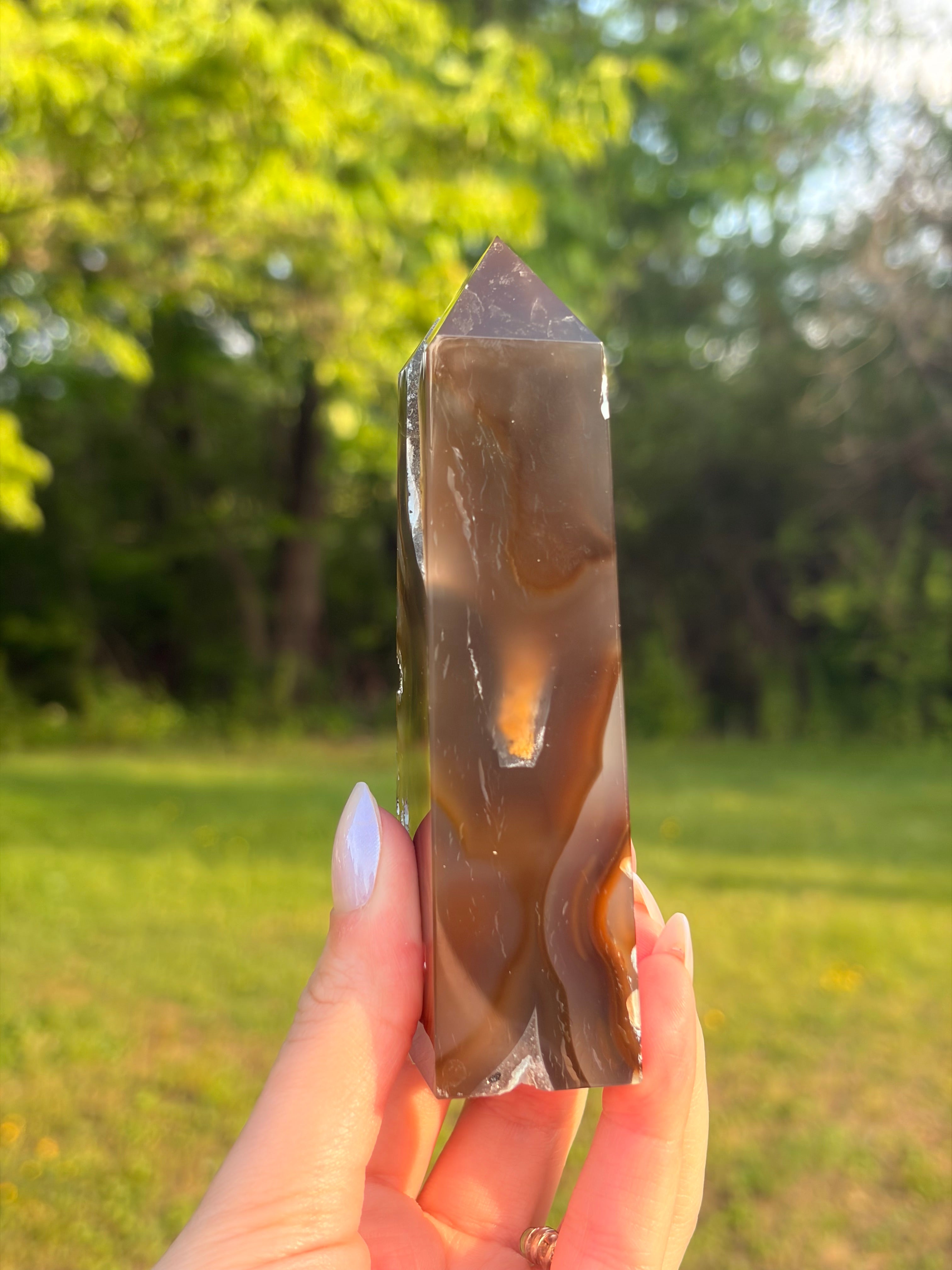Natural Druzy Agate Towers