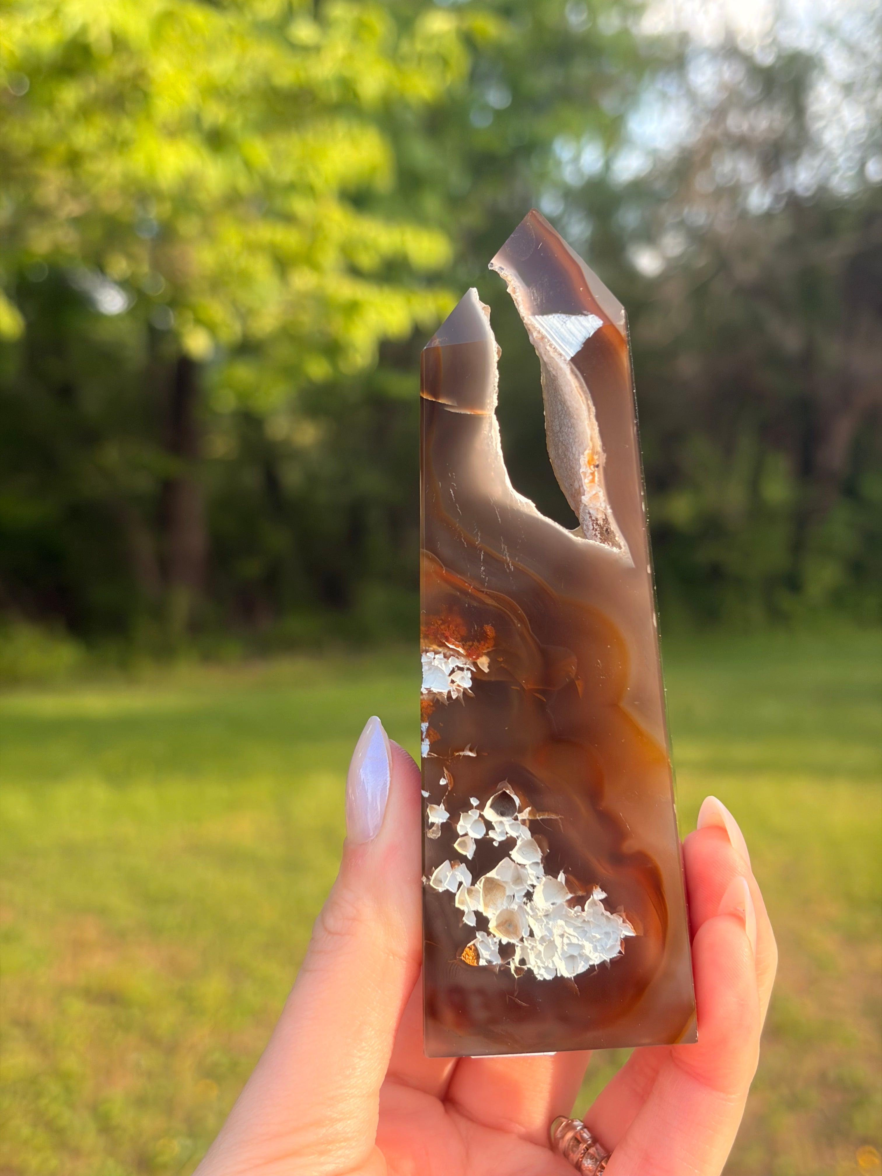 Natural Druzy Agate Towers