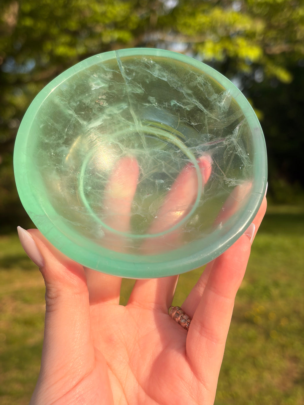 Polished Green Fluorite Trinket Bowl