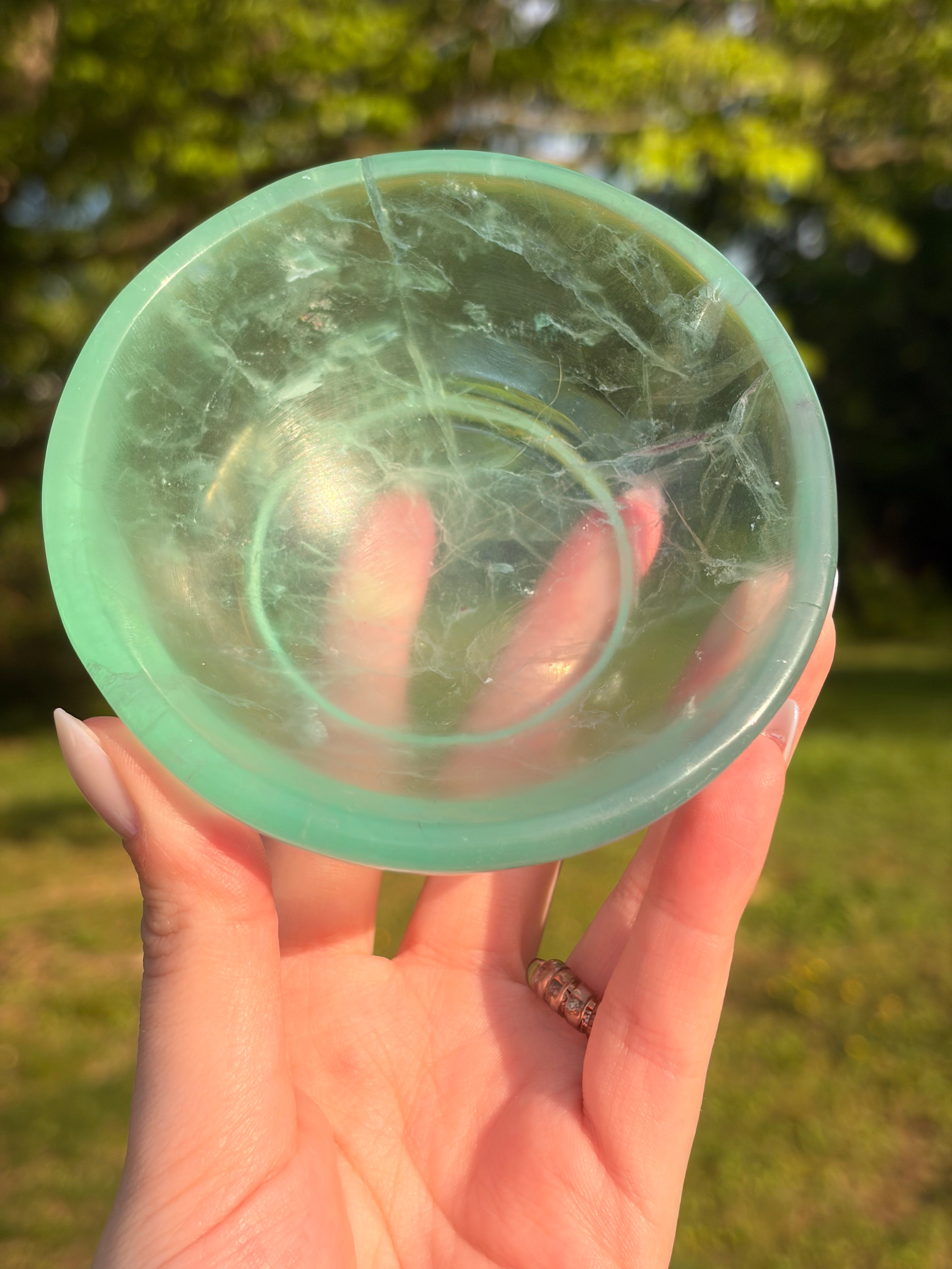 Polished Green Fluorite Trinket Bowl
