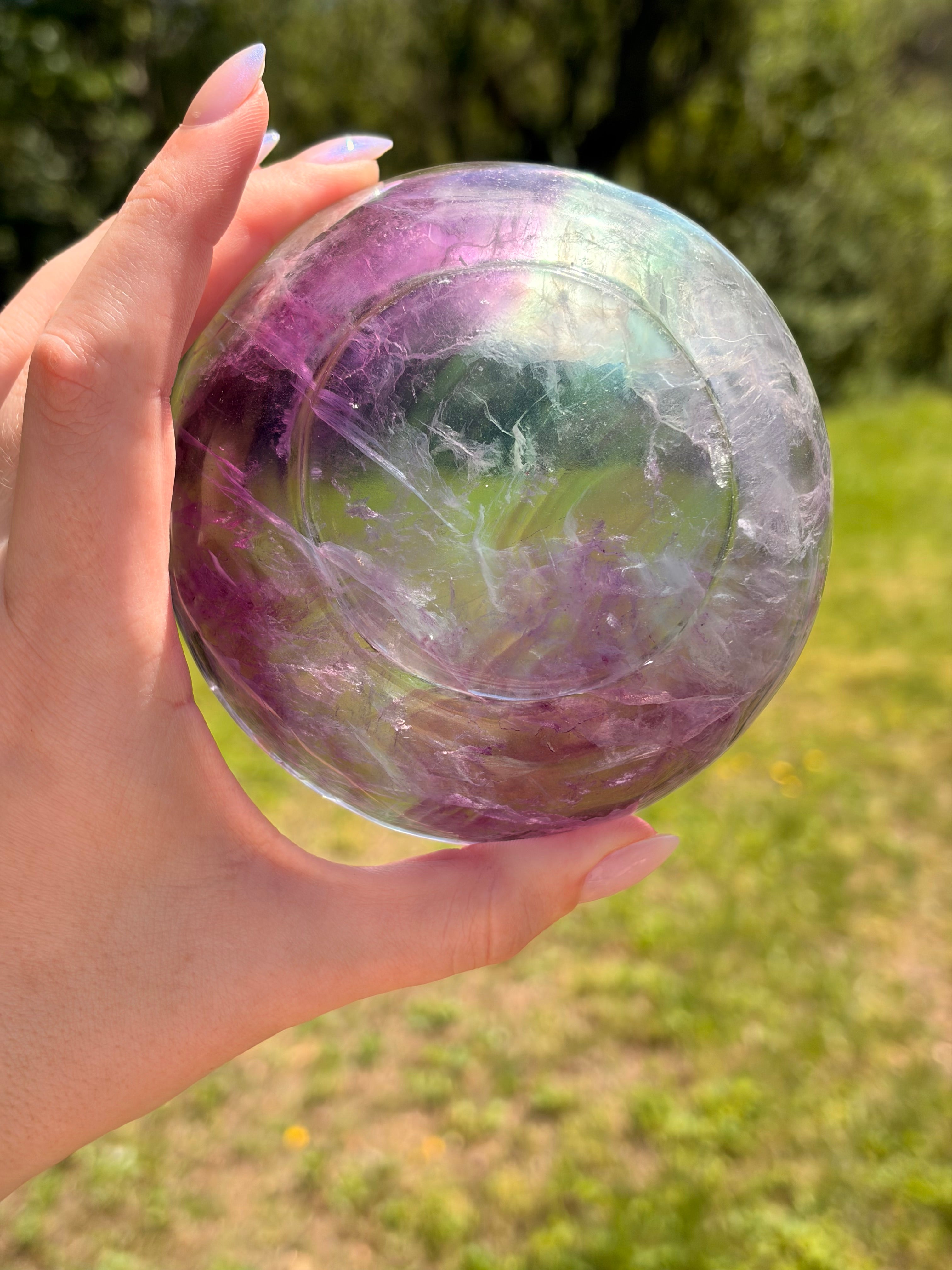 Polished Fluorite Trinket Bowl (Green & Purple)