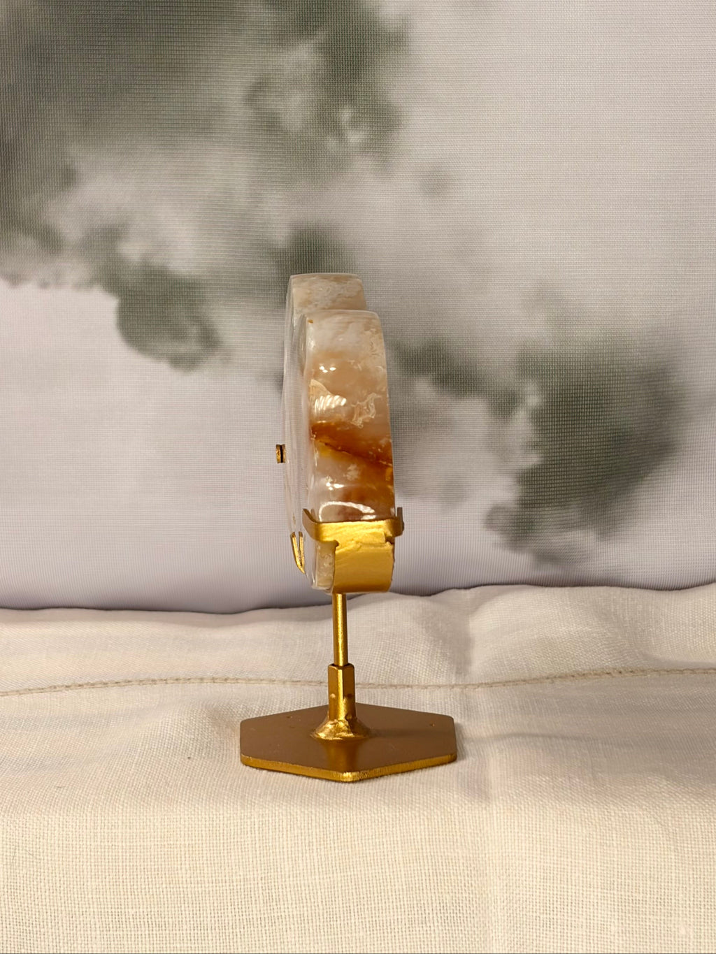 Pink Plume Agate Cloud on Stand