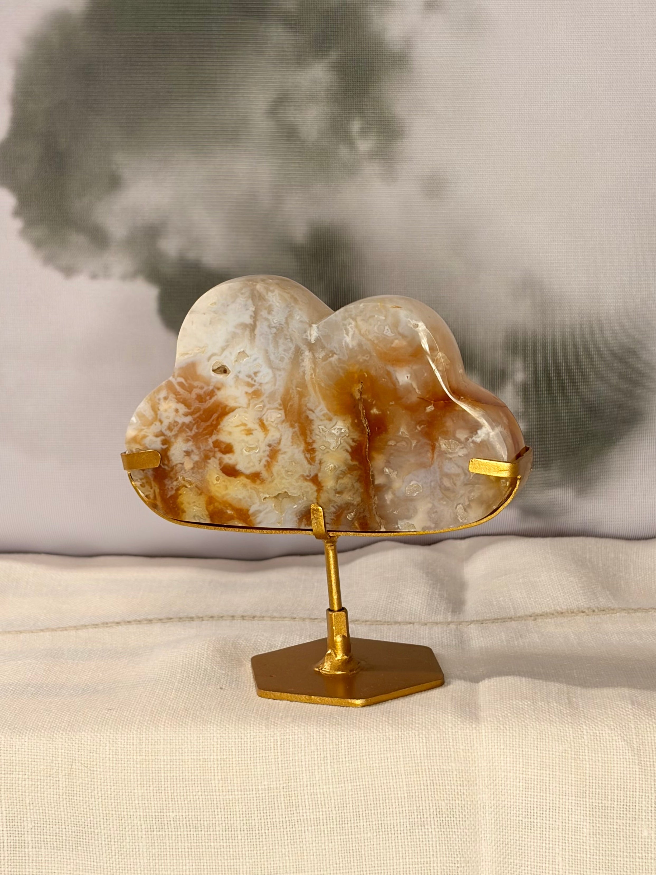 Pink Plume Agate Cloud on Stand