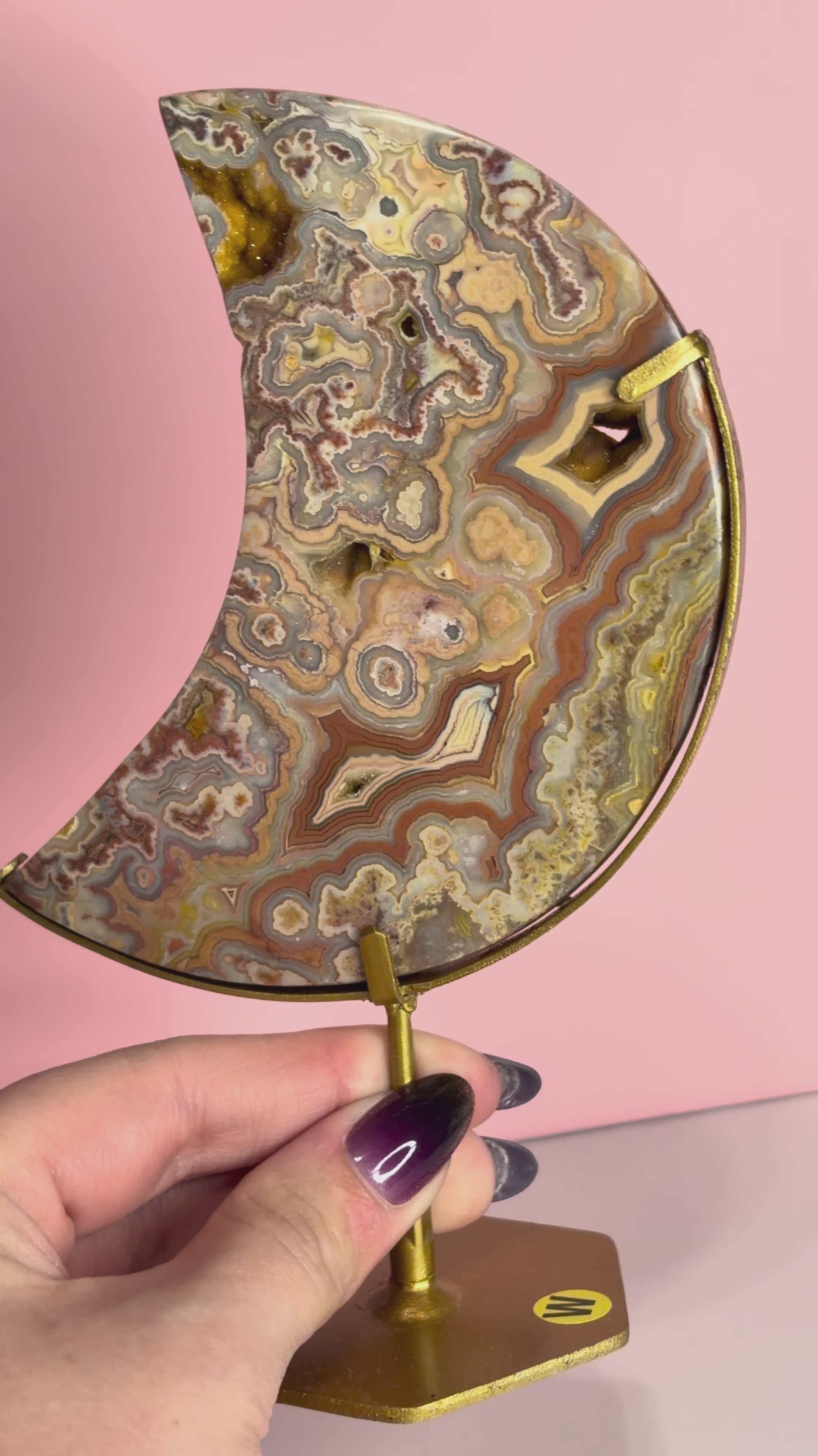 Pink Crazy Lace Agate Moon