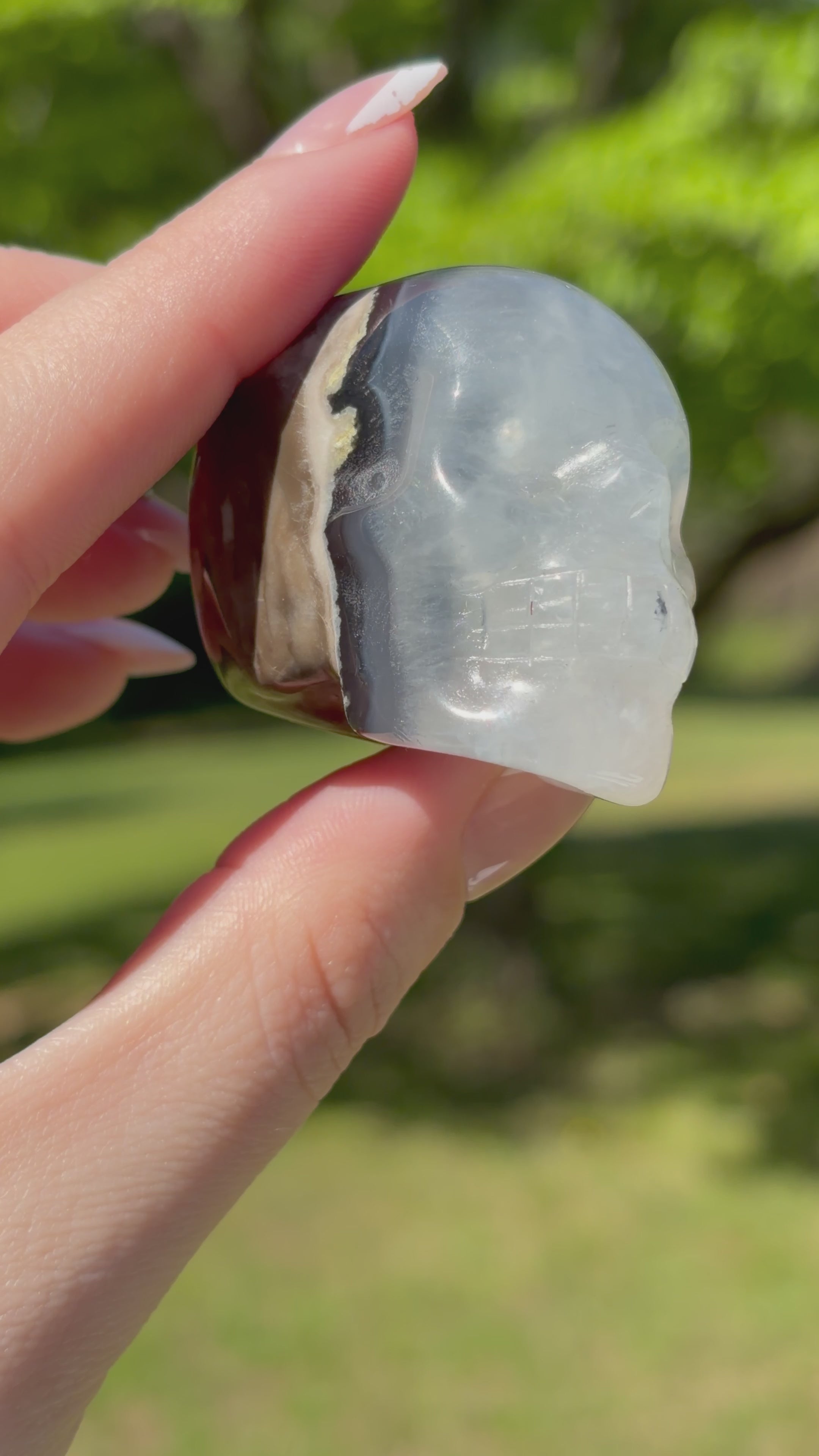 Volcano Agate Skull Carving
