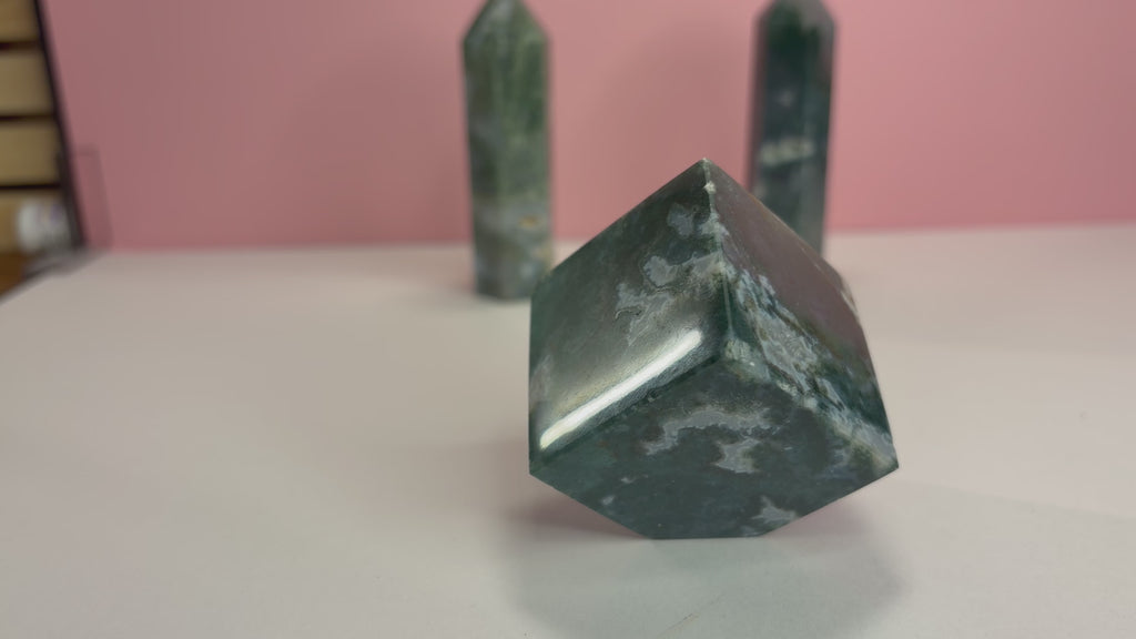 Moss Agate Cube