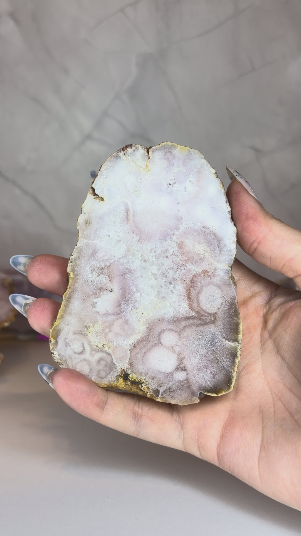 Pink Amethyst Flower Agate Slab - F