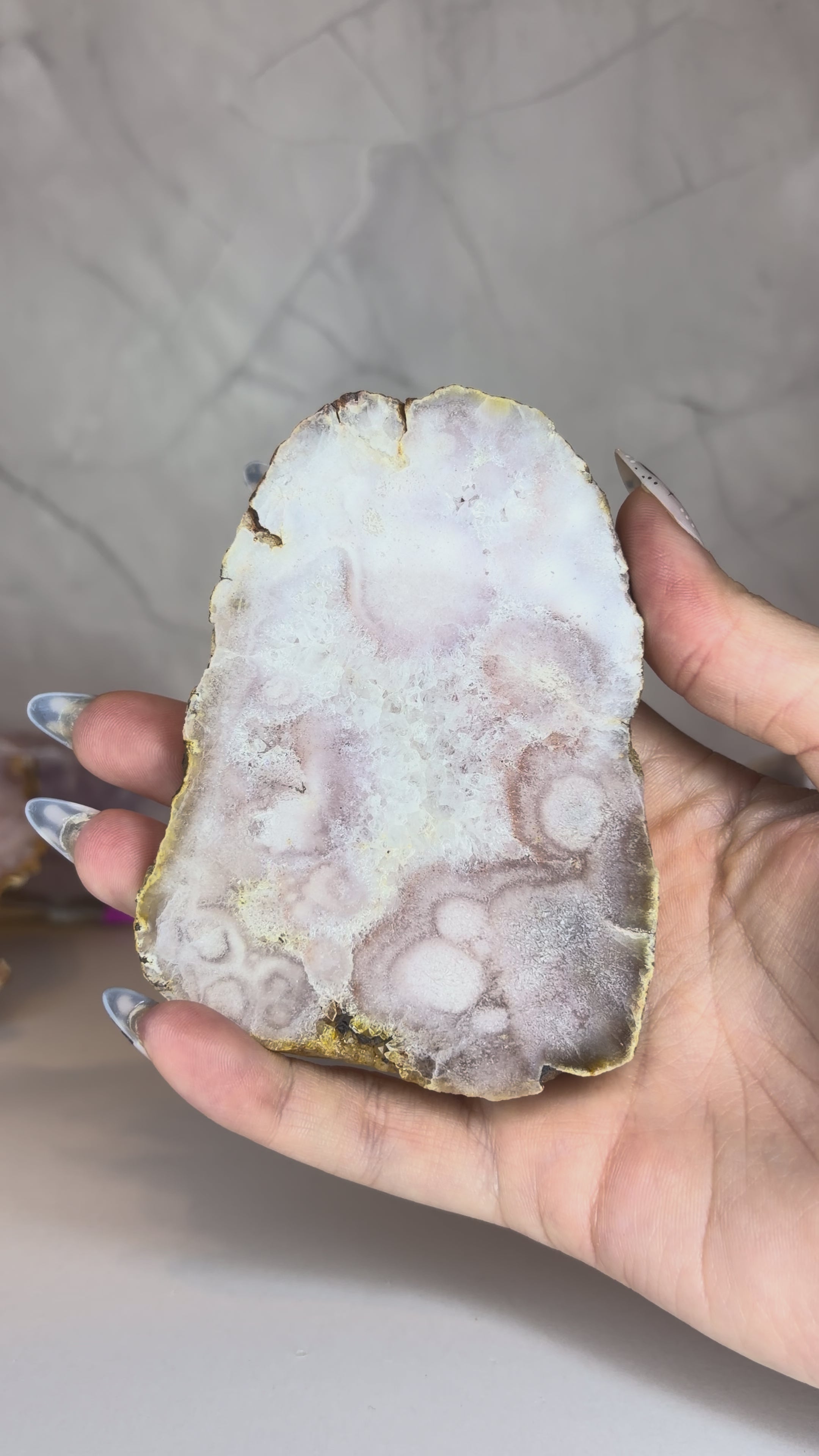 Pink Amethyst Flower Agate Slab - F