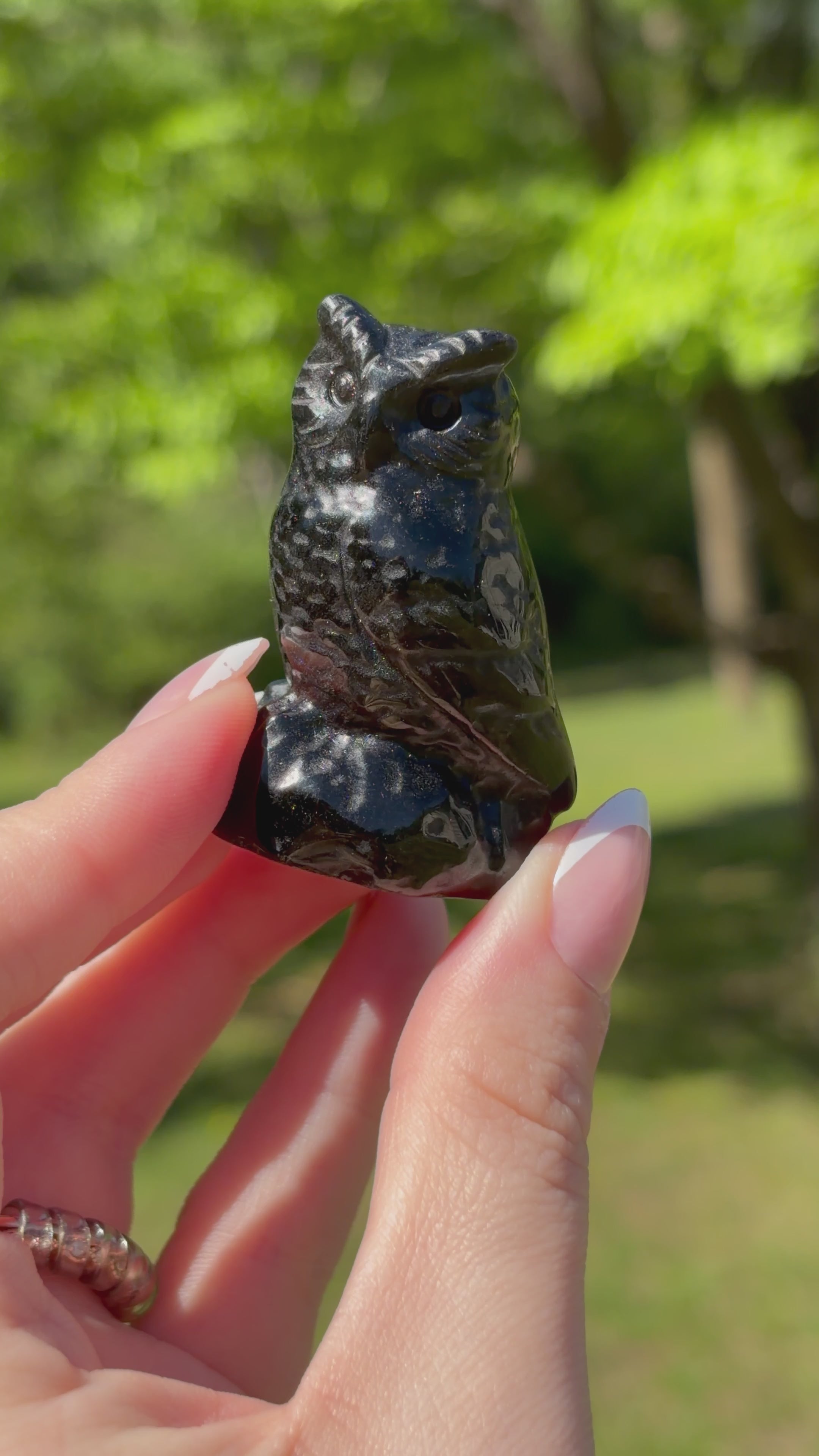Black Obsidian Owl Carving