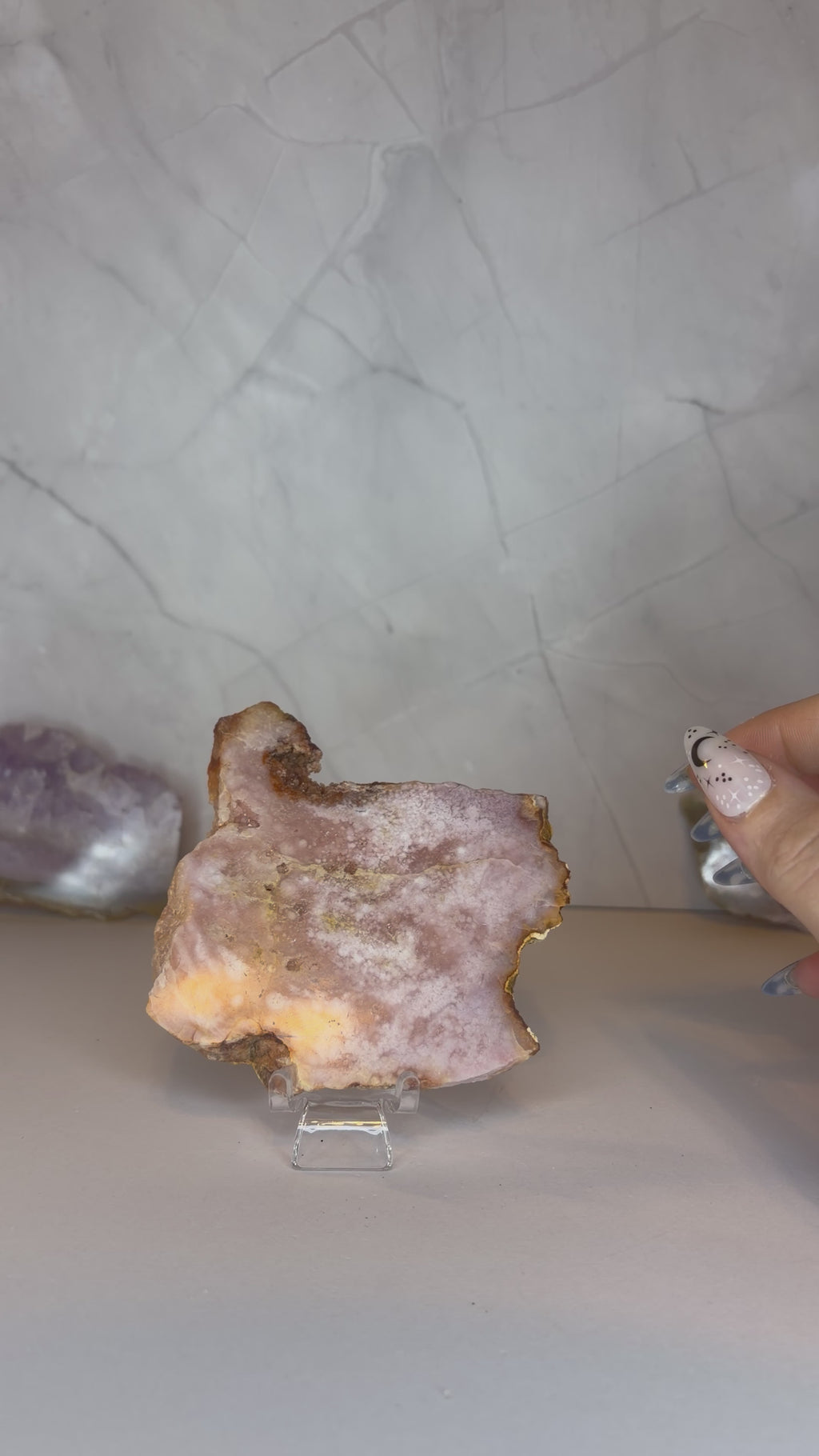 Pink Amethyst Flower Agate Slab - D