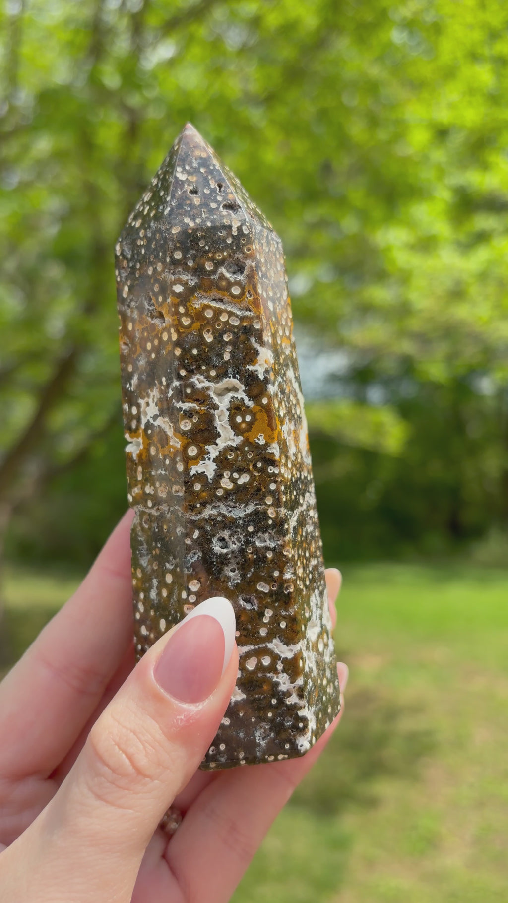 Orbicular Ocean Jasper Tower – Natural Earth Tones