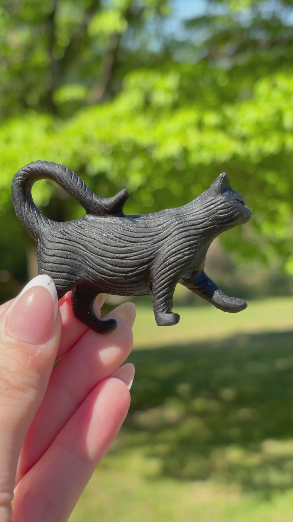 Black Obsidian Cat Carving